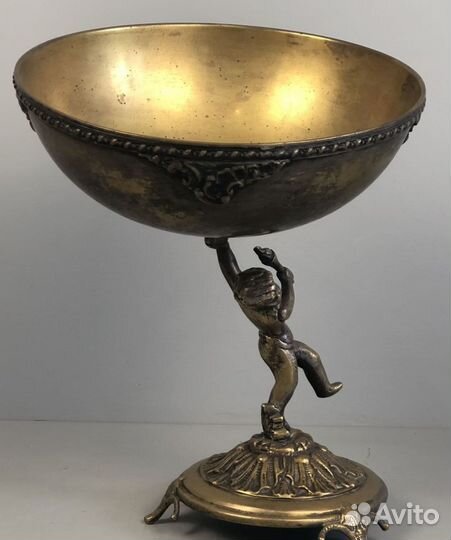 Красивая оригинальная ваза Путти, латунь
