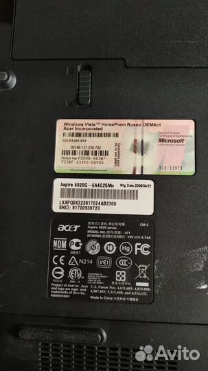 Ноутбук Acer Acer Aspire 6920gна запчасти