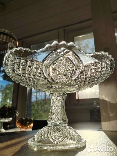 Ваза для фруктов на ножке стекло Царская Россия