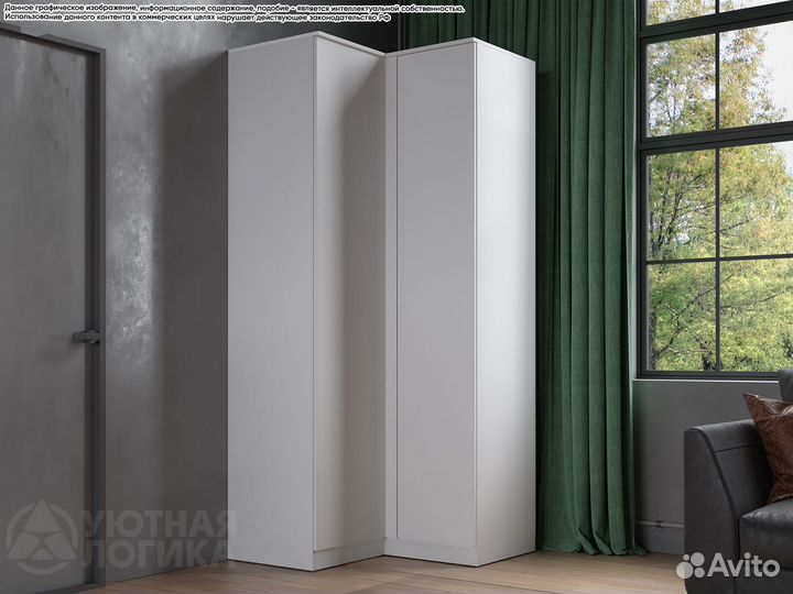 Шкаф распашной угловой белый