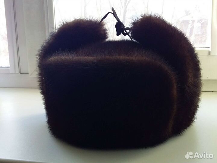 Норковая шапка ушанка.мужская черная