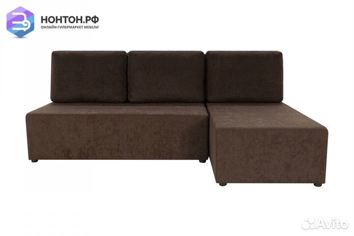 Диван угловой еврокнижка Комо коричневый