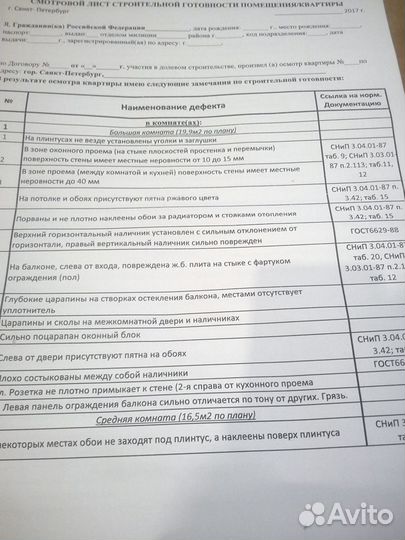 Приемка квартиры от застройщика в новостройке