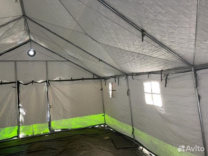 Палатка Каркасная утепленная зеленого цвета 5х6м