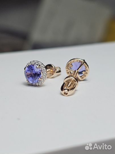Золотые серьги с танзанитом