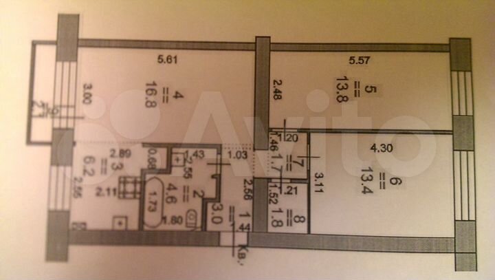 3-к. квартира, 64 м², 5/5 эт.