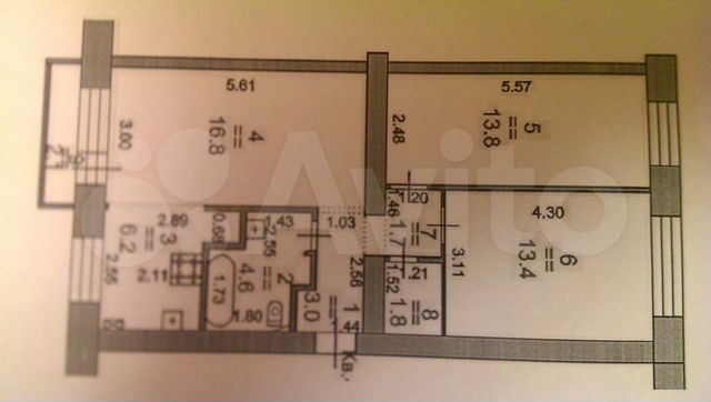 3-к. квартира, 64 м², 5/5 эт.