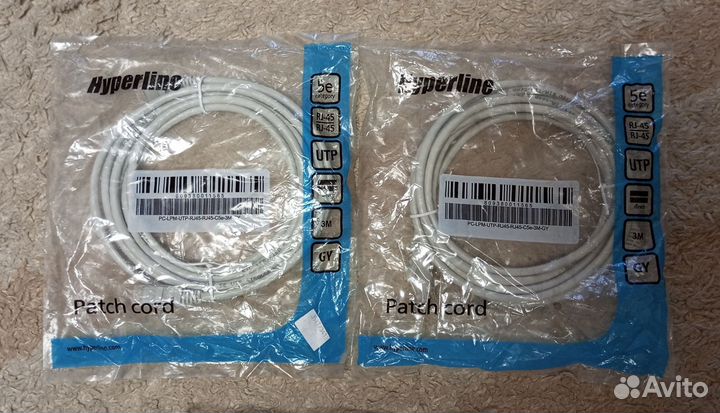Кабель патч-корд Hyperline 3м, 5м