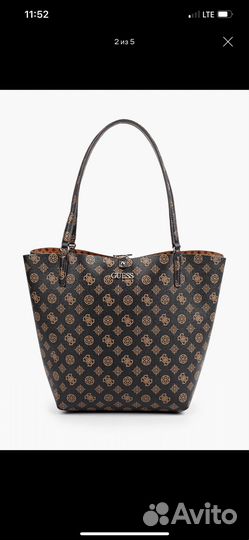 Сумка тоут guess коричневая