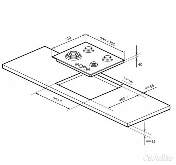 Газовая варочная панель Lex GVS 644-1 IX новая