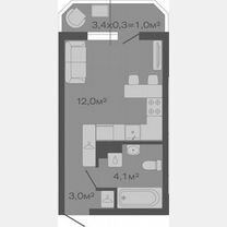 Квартира-студия, 19,1 м², 4/4 эт., Марьянская