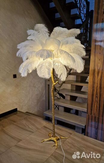 Торшер в виде пальмы palmera FL с перьями страуса