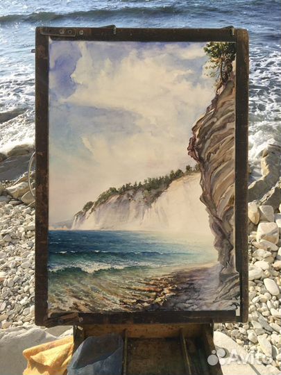 Морской пейзаж акварелью Геленджик