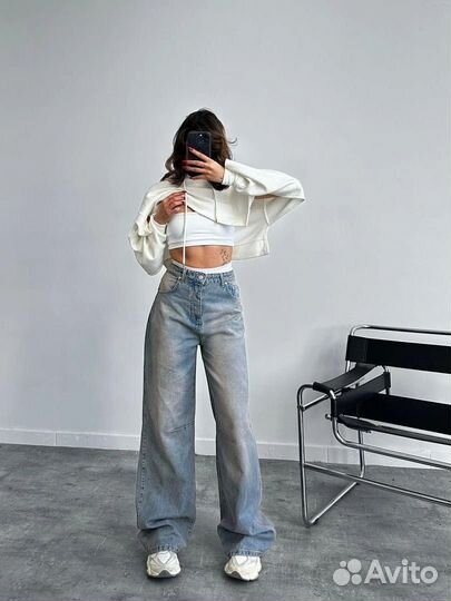 Джинсы широкие багги