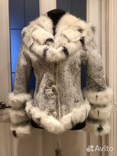 Дубленка шуба натуральная женская нарядная светлая
