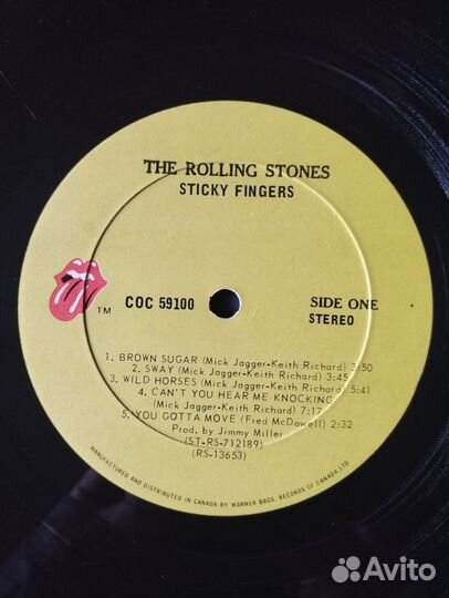 The Rolling Stones Sticky Fingers 1971 Canada WB