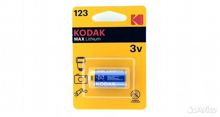 Батарейка Kodak CR123A, CR123 (3В) BL-1