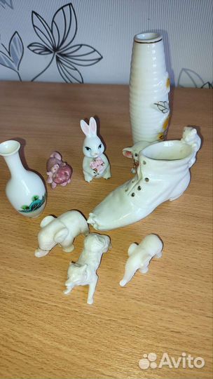 Фигурки фарфоровые, керамические, костяные 8 шт