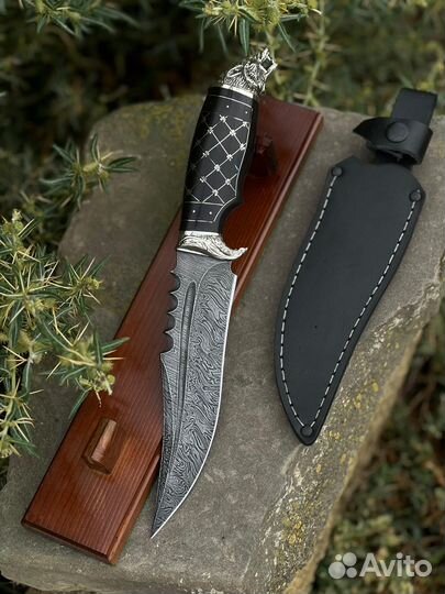 Нож волк из дамасской стали