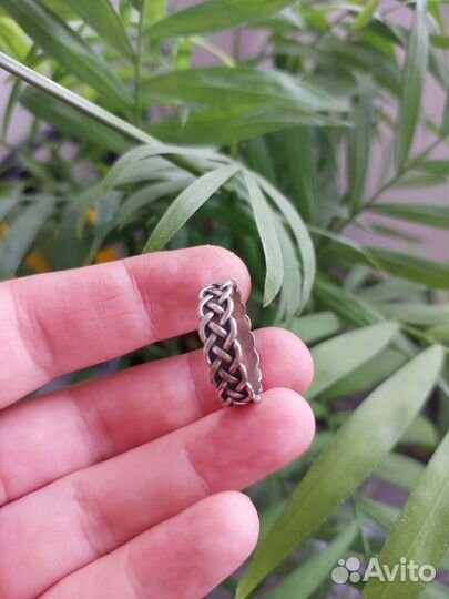 Серебряное кольцо мужское вязь