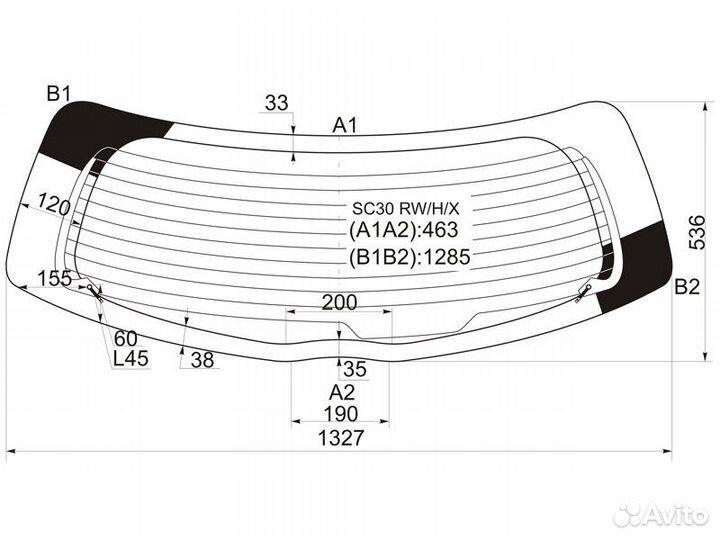 Стекло заднее заднее Toyota Vitz 2010-2019