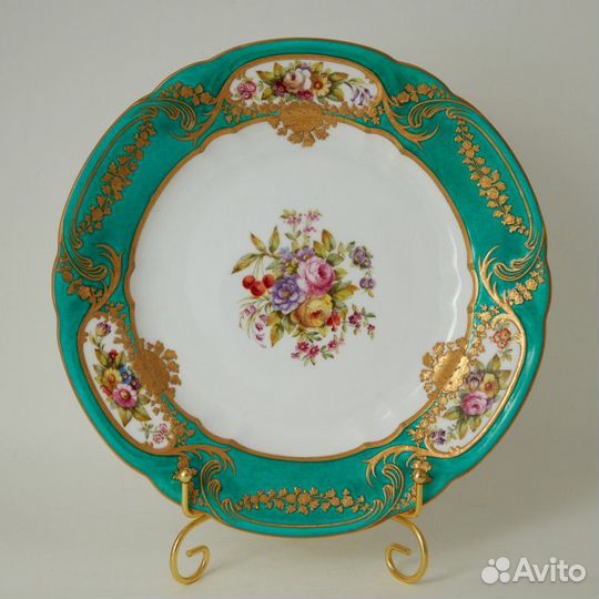 Тарелка Роспись цветы позолота Thomas Goode Copela