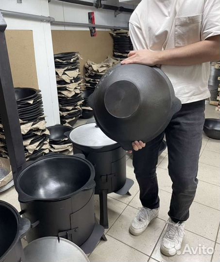 Казан узбекский чугунный 12 литров+печь (арт-9776)