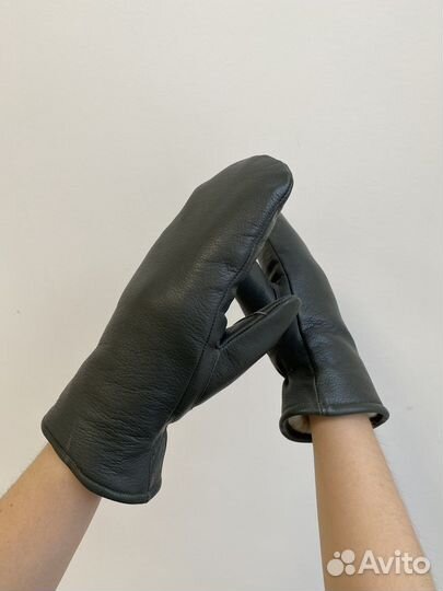 Варежки из натуральной кожи зимние из овчины