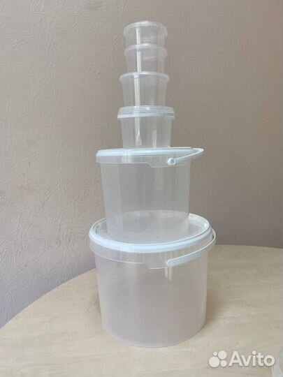 Ведра пластиковые пищевые 500мл, 800мл, 1л, 3л, 5л