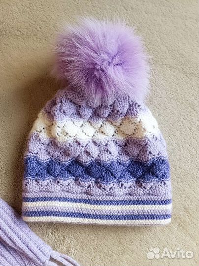 Комплект шапка и шарф Ангора для девочки
