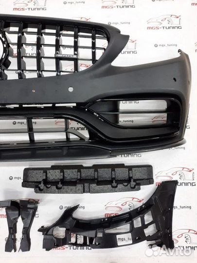 Бампер C63 Edition 1 с решеткой на W205 Рест Black