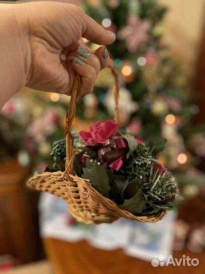 Новогодняя корзина композиция