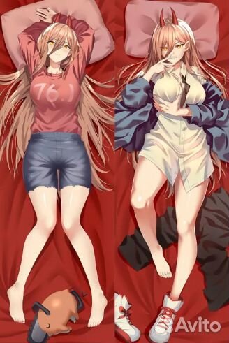 Наволочка для дакимакуры 150х50 см аниме с Пауэр