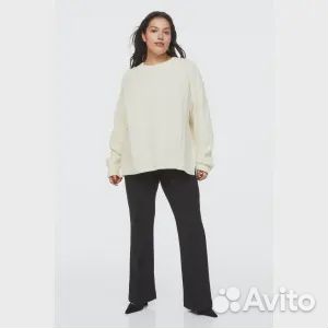 H&M+ Свитер вязания косами, сливочный