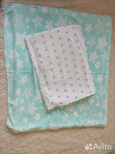 Бортики, балдахин, подушка, одеяло в кроватку