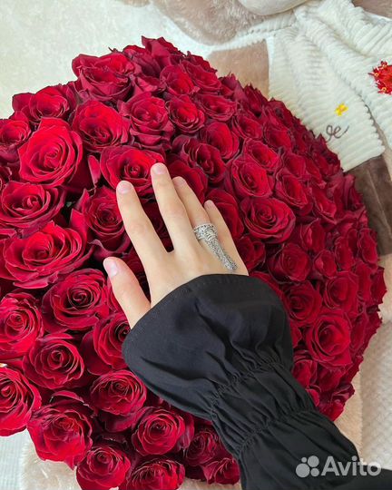 101 Роза, 60 см, Букет, Цветы с Доставкой