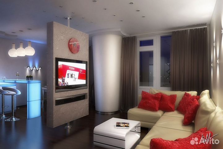 Дизайн интерьера 1 комнатной квартиры в Рязани