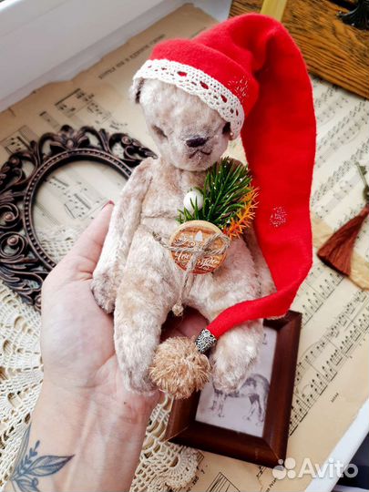 Мишка тедди ручная работа Новогодний подарочек