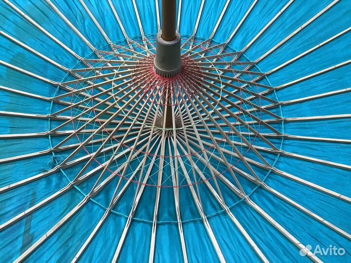 Зонт от солнца из бамбука. Шелк, роспись. Китай