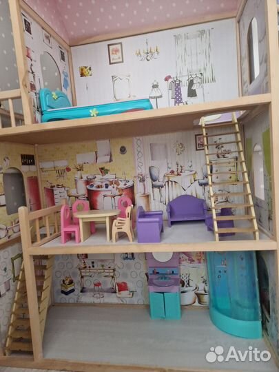 Кукольный дом для барби с мебелью