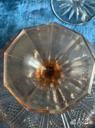 Ваза конфетница фруктовница цветное стекло Хрустал