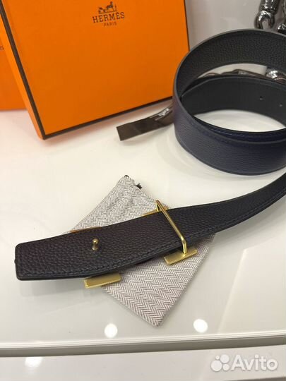 Мужской двусторонний кожаный ремень Hermes