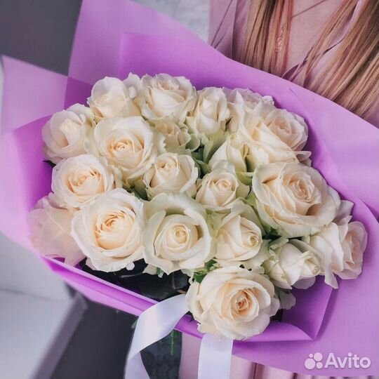 Букет цветов Розы белые Доставка цветов