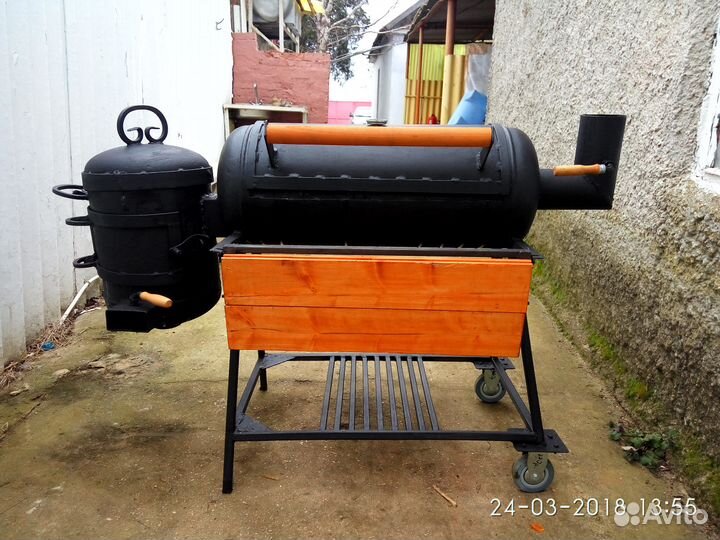 Мангал + коптильня + барбекю + печь под казан