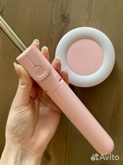 Штатив/селфи палка для телефона розовая