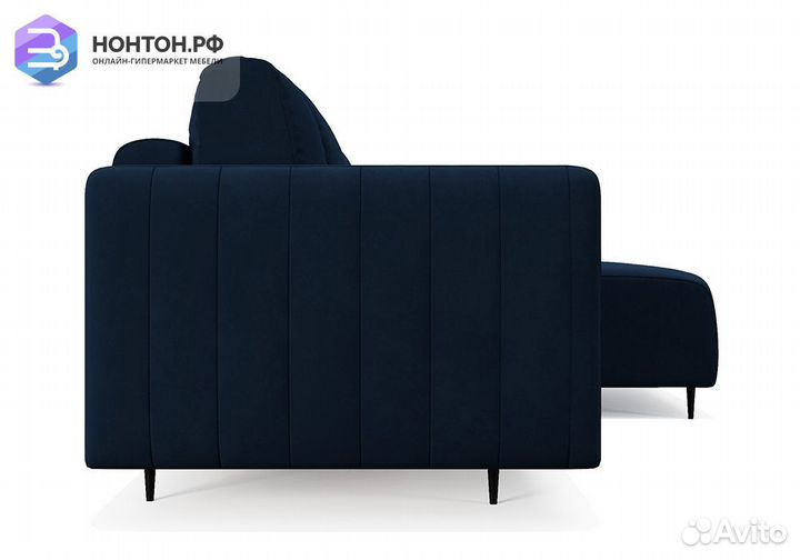 Угловой диван пантограф Маркфул велюр темно-синий