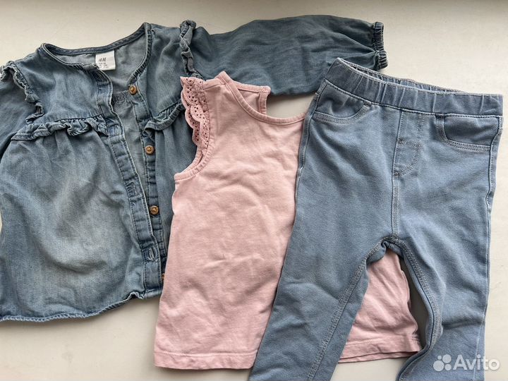 Комплект H&M 80 для девочки джеггинсы