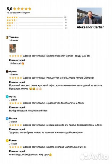 Серьги Van Cleef золото, 1.61ct