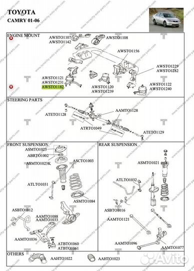 Опора двигателя Toyota Camry awsto1182 1236220010