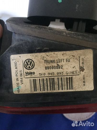 Задние фонари фары на WV Golf